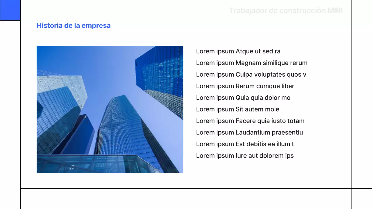 Un informe sencillo, azul y básico de facturación de la construcción