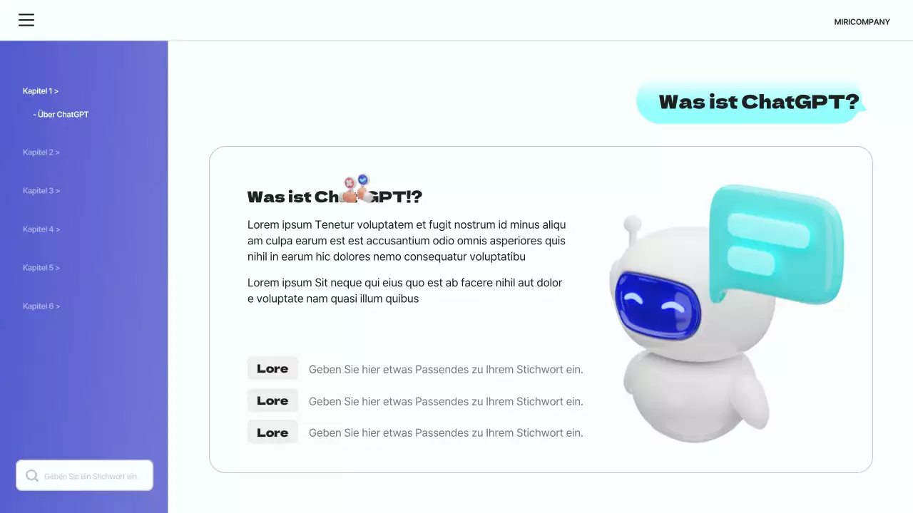 Eine einfache blaue und hellblaue Einführung in ChatGPT