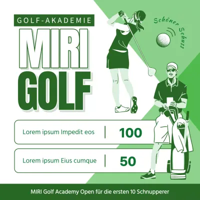 Moderne Golfakademie-Werbung in Weiß und Grün
