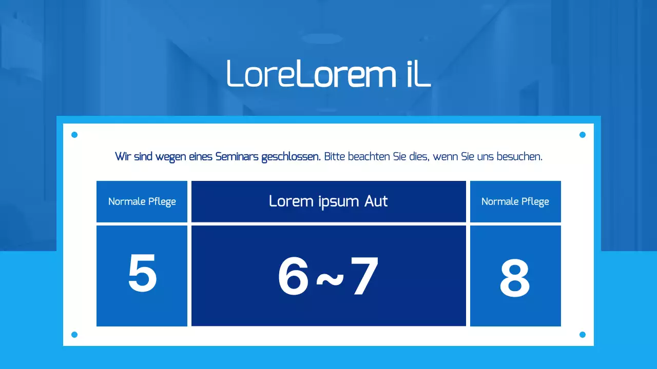 Einfacher Krankenhausaushang in Blau