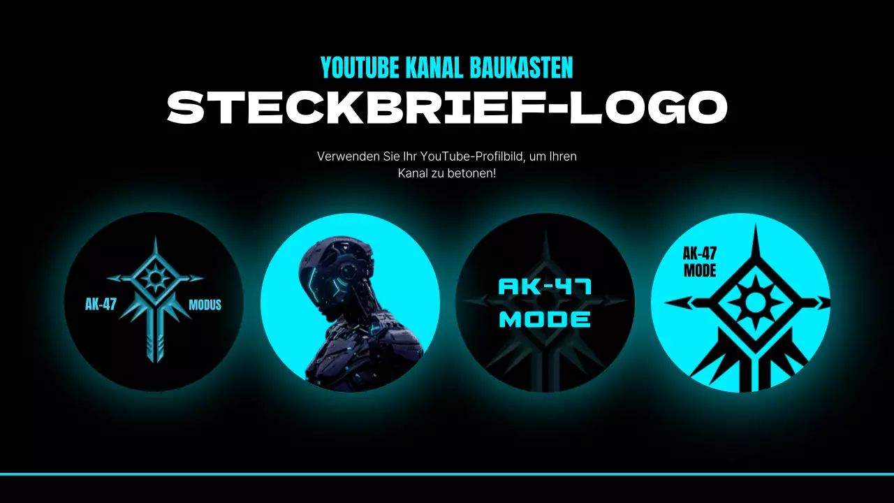 Eine Sammlung von Cyberpunk-Gaming-Channel-Inhalten in Neon und Schwarz