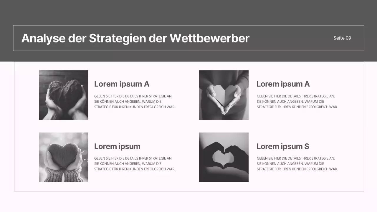 Ein moderner Marktstrategiebericht in Grau und Rosa