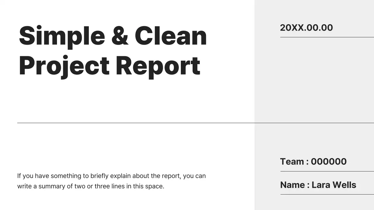 Black Minimal Project Report Document Presentation