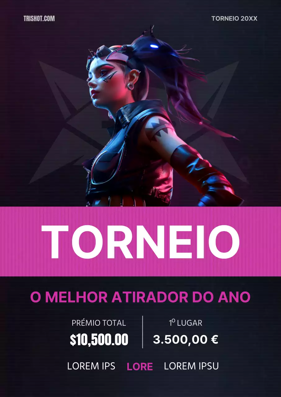 Promover uma atualização de jogo inspirada no cyberpunk em rosa choque e azul