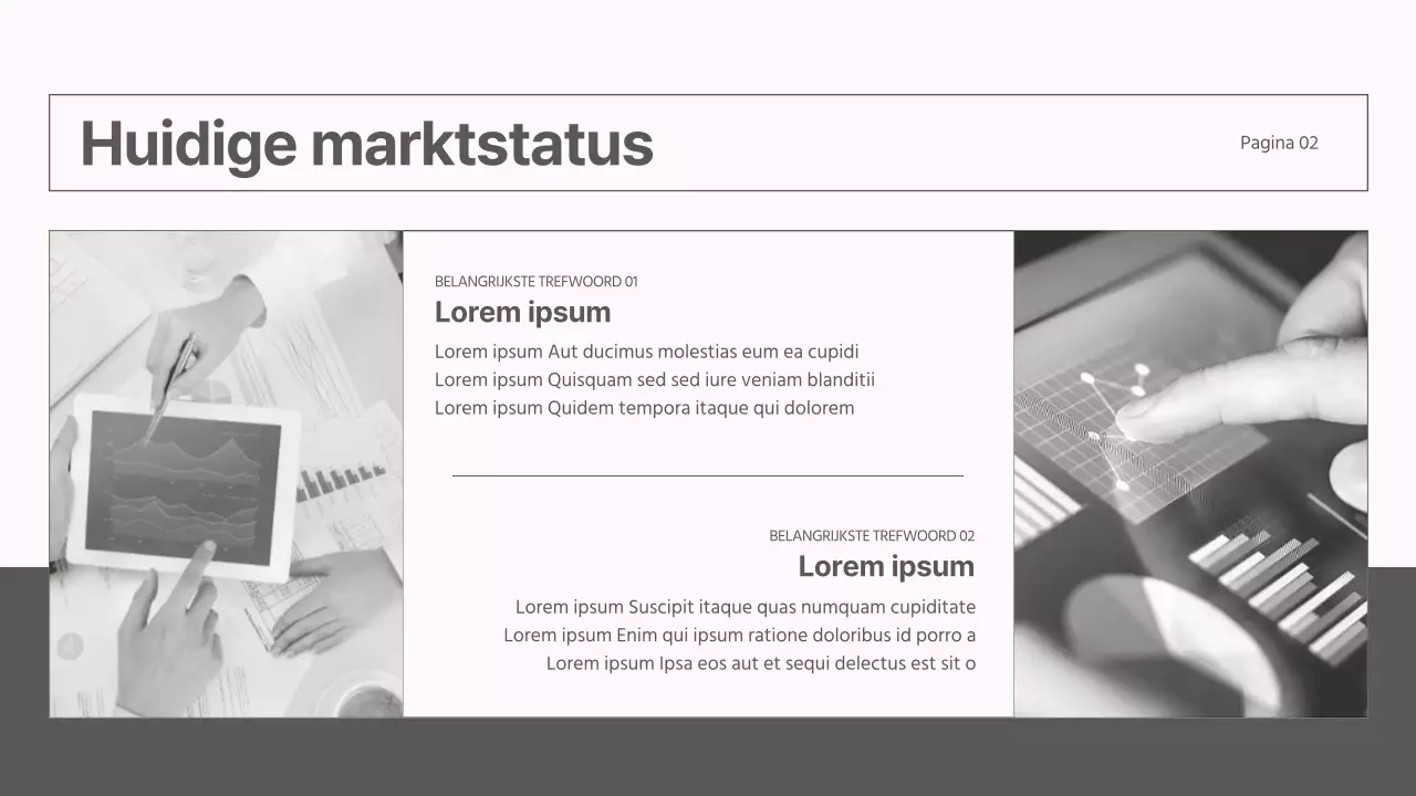 Een modern marktstrategierapport in grijs en roze