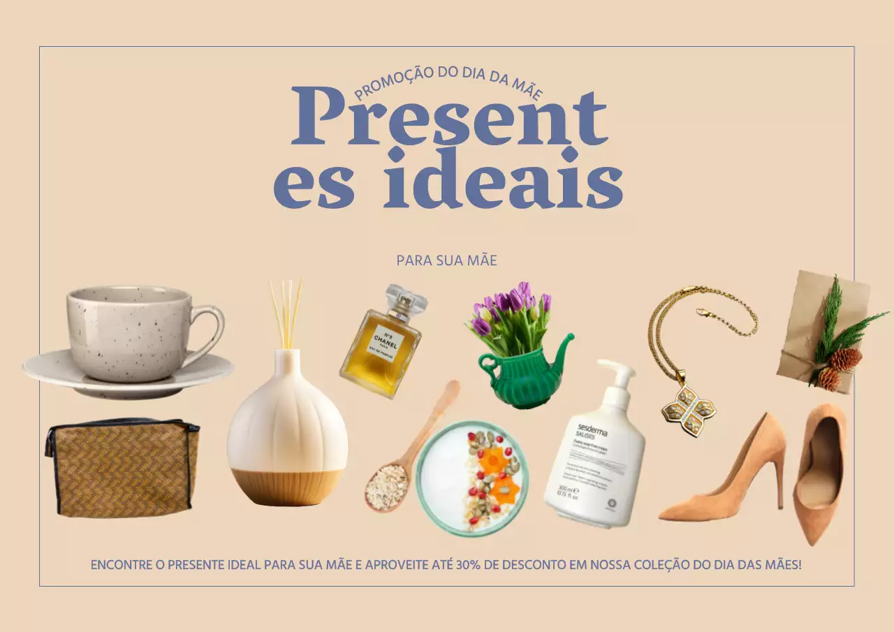 Promoção minimalista bege para o Dia da Mãe