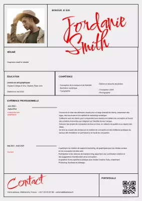 Gris Rouge Minimaliste Clean Resume