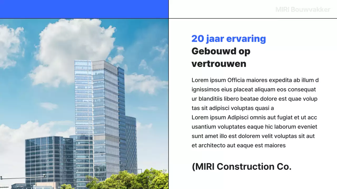 Een eenvoudig, blauw basisrapport voor bouwfacturen