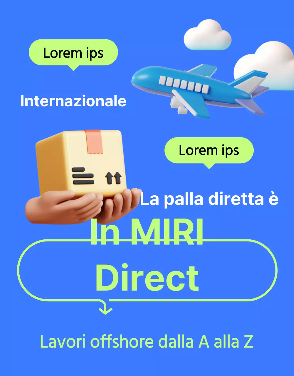 Promuovete i posti di lavoro all'estero con un tocco di blu e di neon
