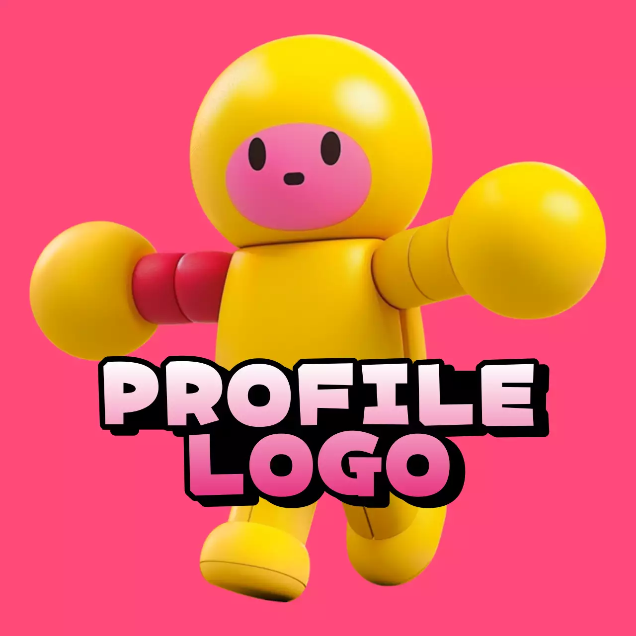 Annuncio per un simpatico logo di gioco rosa e giallo