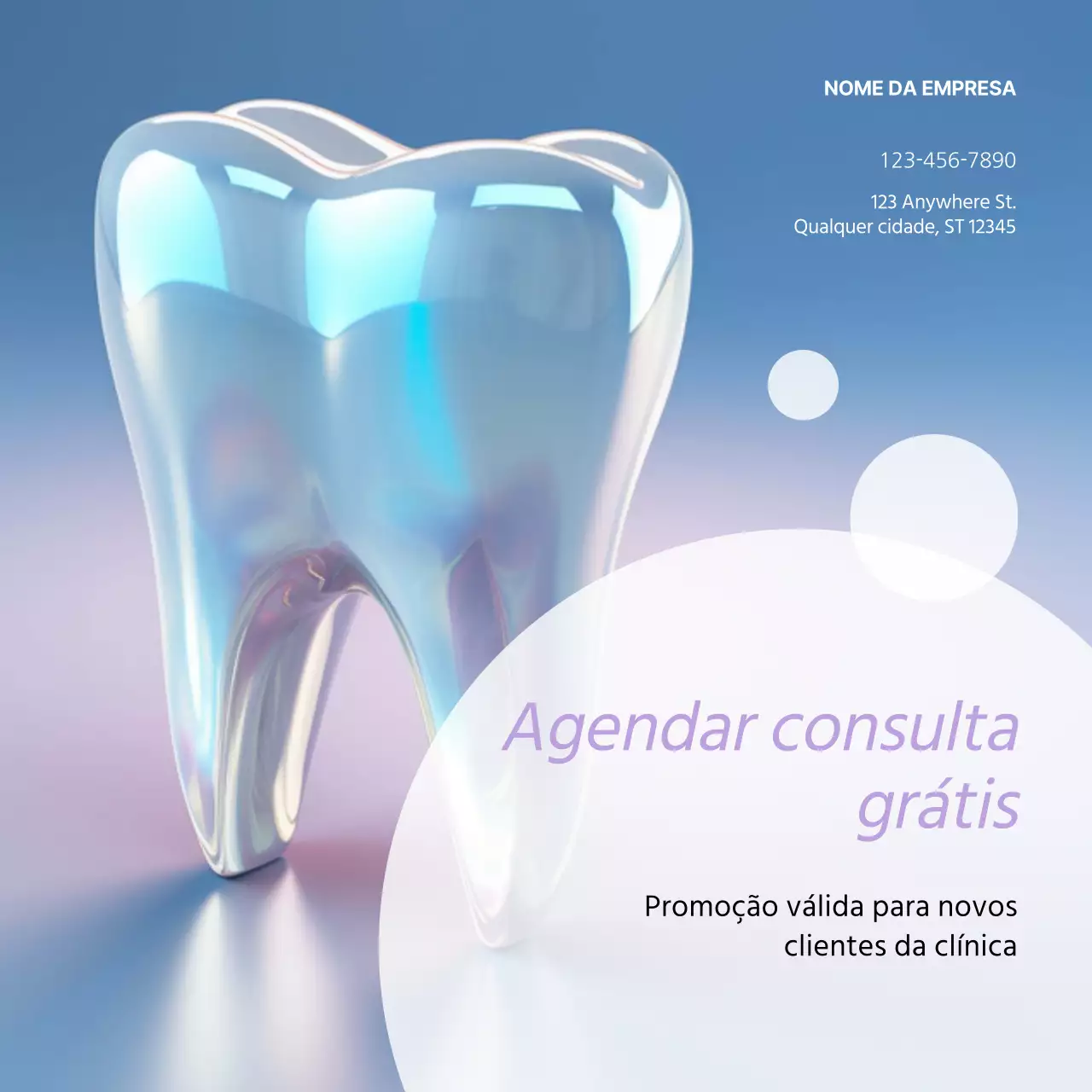 Promoção empresarial de cuidados dentários modernos azul e púrpura
