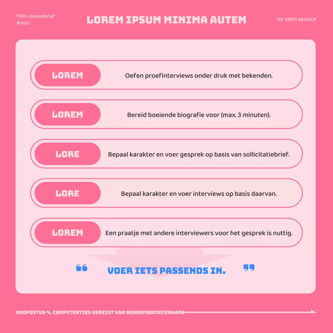 Een eenvoudige roze en blauwe sollicitatiebrief