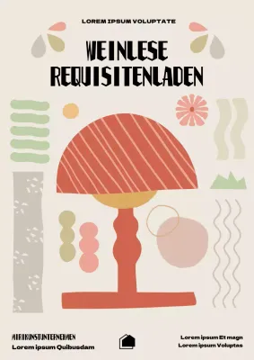 Minimalistische Plakatwerbung für Innenräume in Orange und Beige