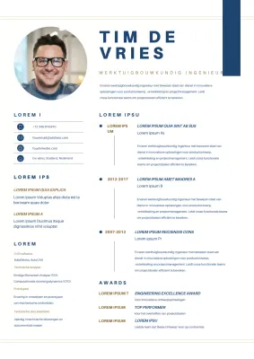 Blauw Eenvoudig Modern Werktuigbouwkundig Ingenieur CV