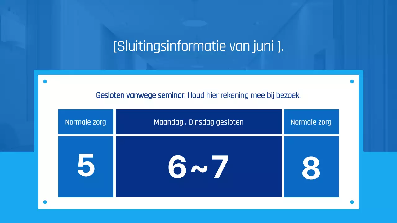 Eenvoudige ziekenhuismededeling in blauw