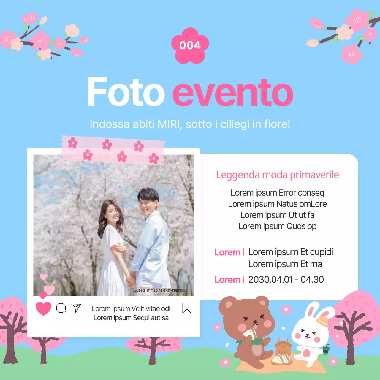 Promuovere una bella vendita primaverile in azzurro e rosa