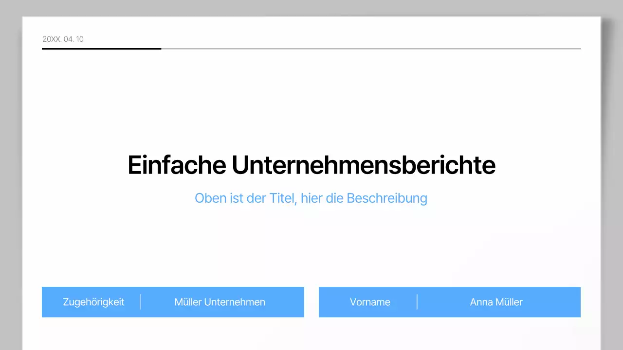 Ein einfacher Unternehmensbericht in Blau und Grau