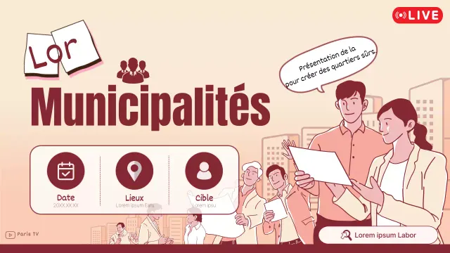 Annonce en direct d'une simple réunion publique orange et marron