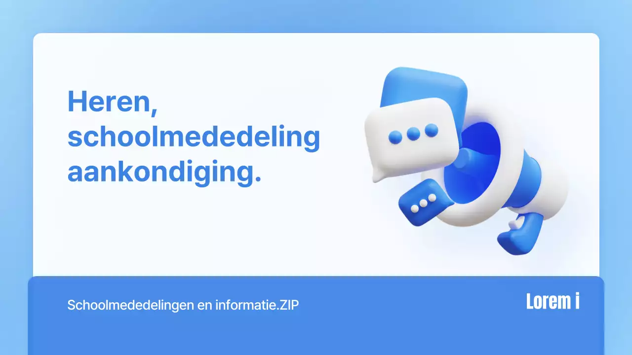 Een eenvoudig blauw-wit schoolbericht