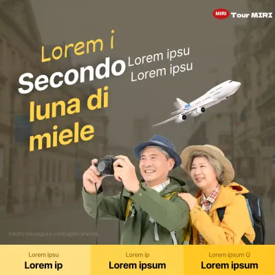 Promuovere un pacchetto minimalista giallo e bianco per il viaggio dei genitori all'estero