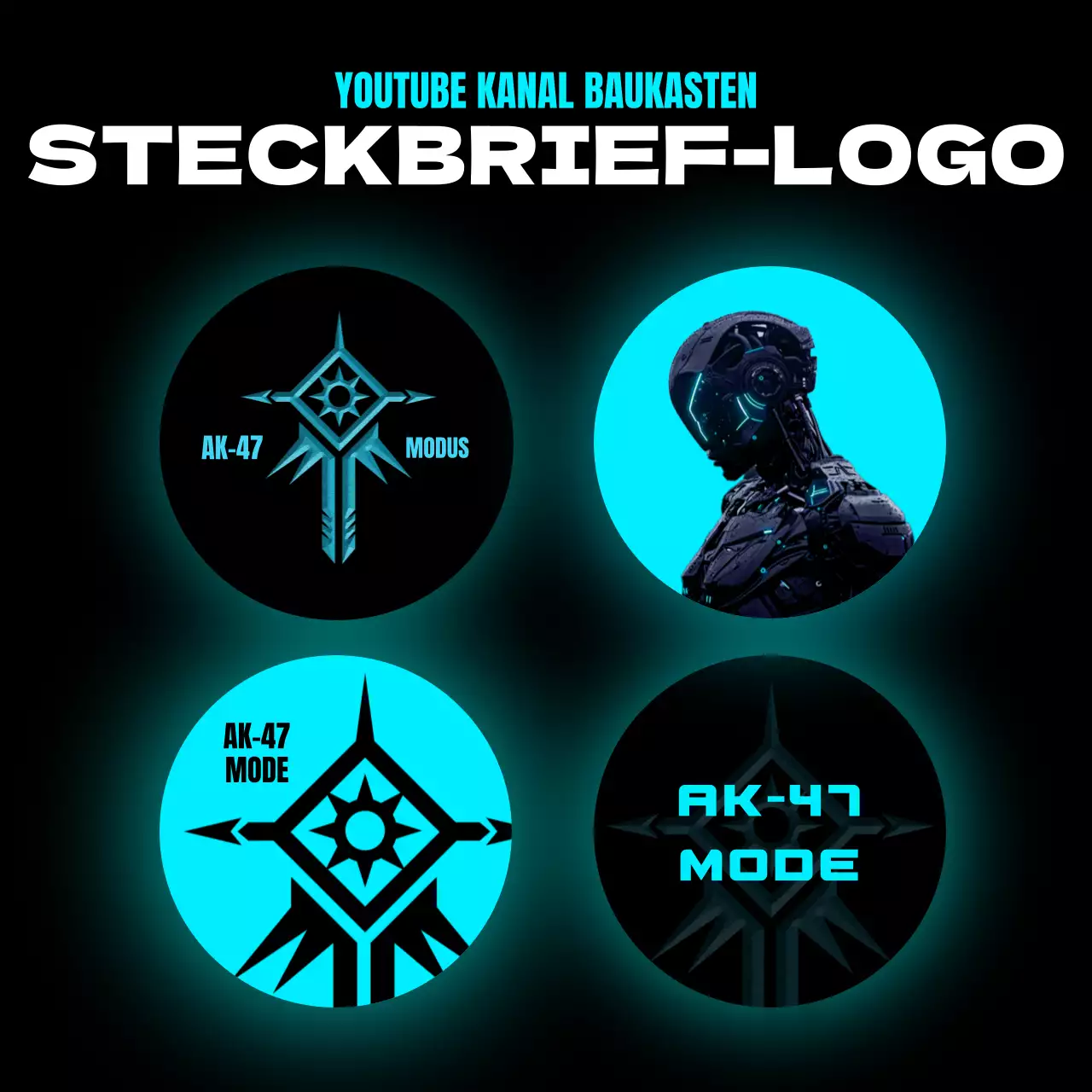 Werbung für einen Cyberpunk-Spielekanal in Neon und Schwarz