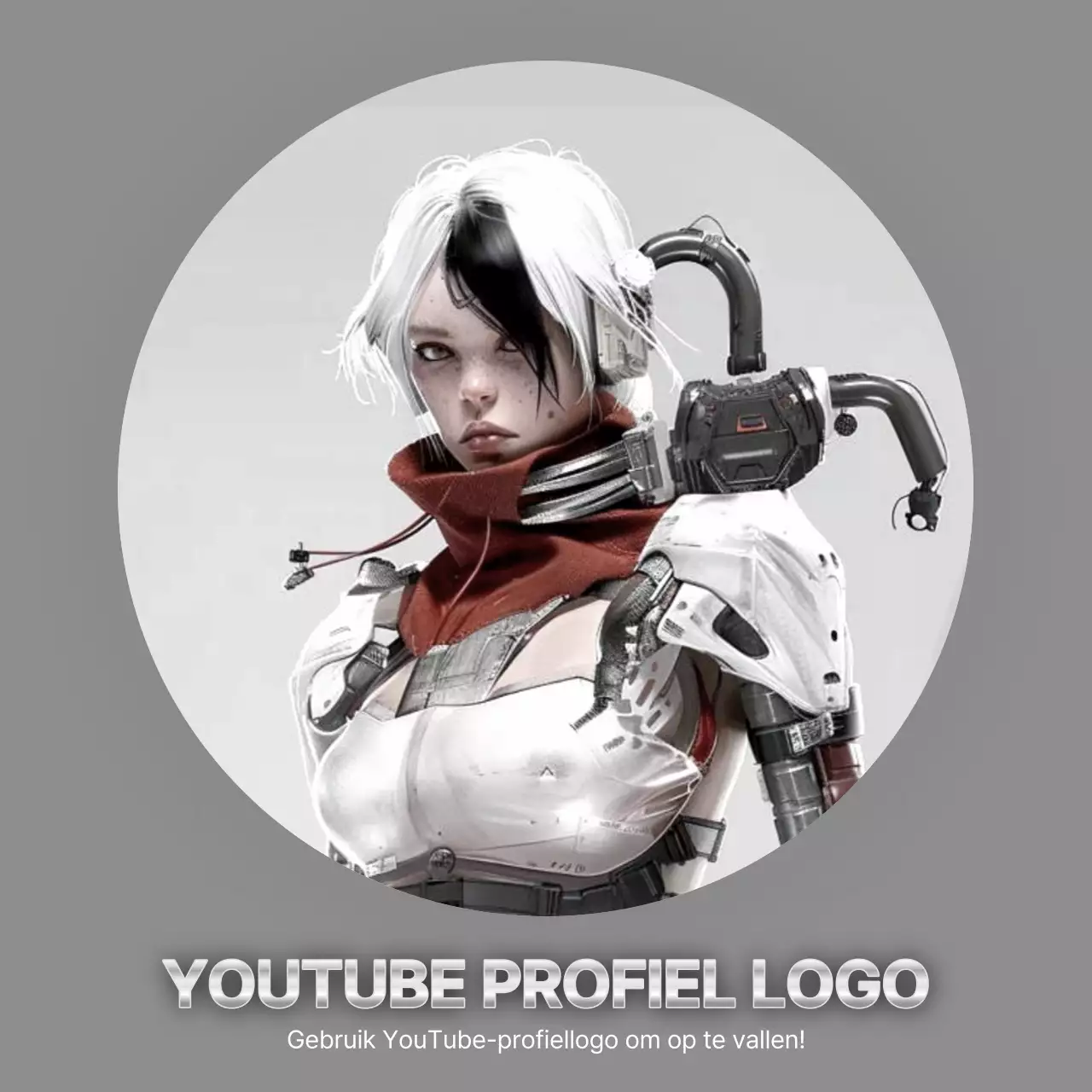 Zilveren en witte sci-fi geïnspireerde logoposten voor spelprofielen