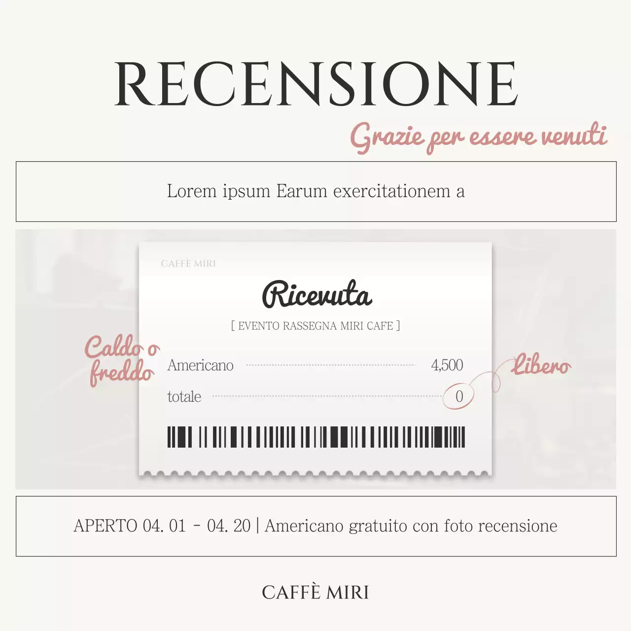 Un annuncio di classe per il caffè in nero e avorio
