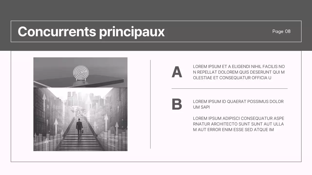Un rapport de stratégie de marché moderne en gris et rose