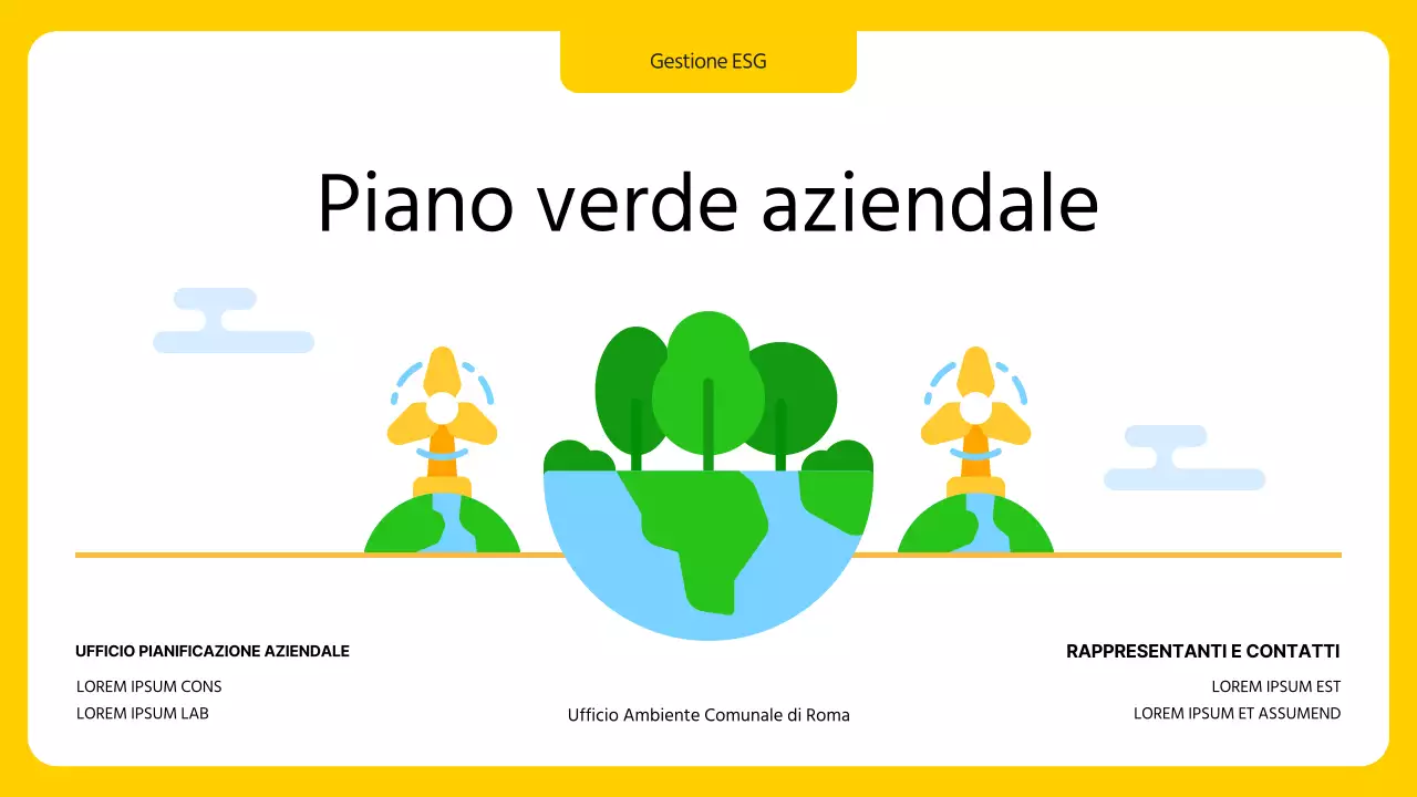 Un moderno piano aziendale ESG in giallo e verde