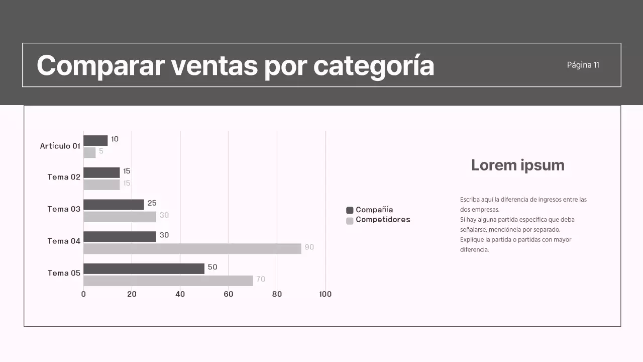 Un moderno informe de estrategia de mercado en gris y rosa