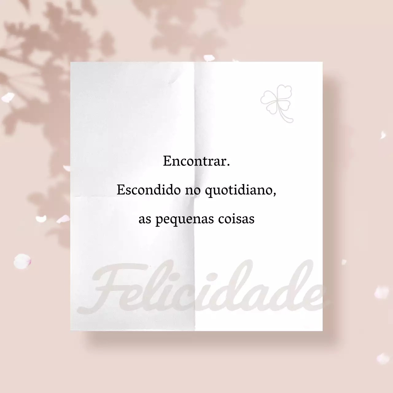 Um anúncio simples em rosa e branco com um texto sentimental