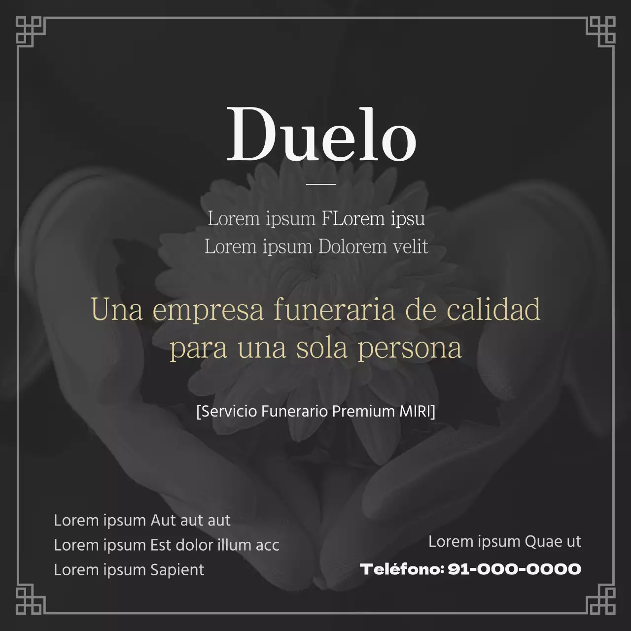 Funeral tradicional en blanco y negro y negro Promocione su empresa funeraria