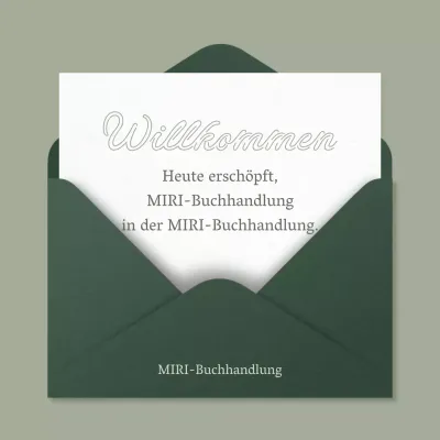 Eine einfache grün-weiße Ankündigung einer Buchhandlung