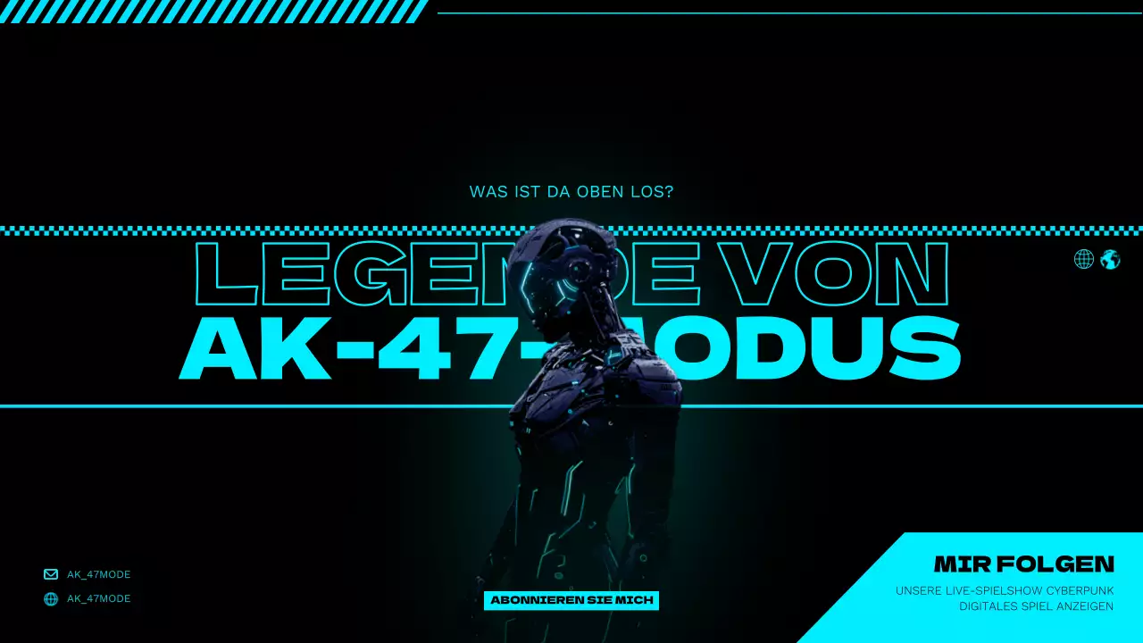 Werbung für einen Cyberpunk-Spielekanal in Neon und Schwarz