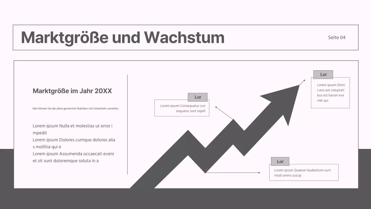 Ein moderner Marktstrategiebericht in Grau und Rosa