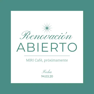 Anunciamos la reapertura de una cafetería minimalista en blanco y menta