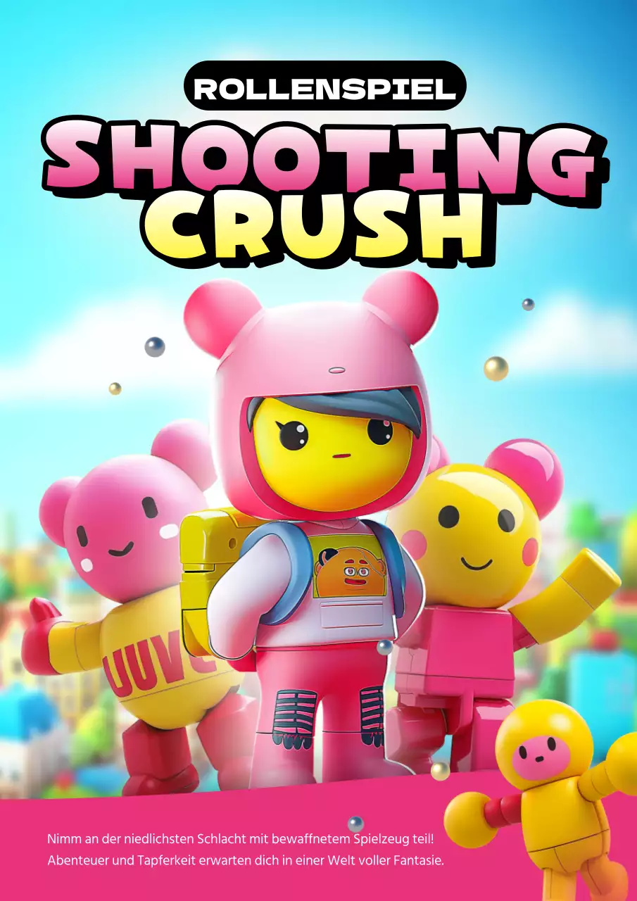 Förderung eines niedlichen Spiels in Rosa und Gelb
