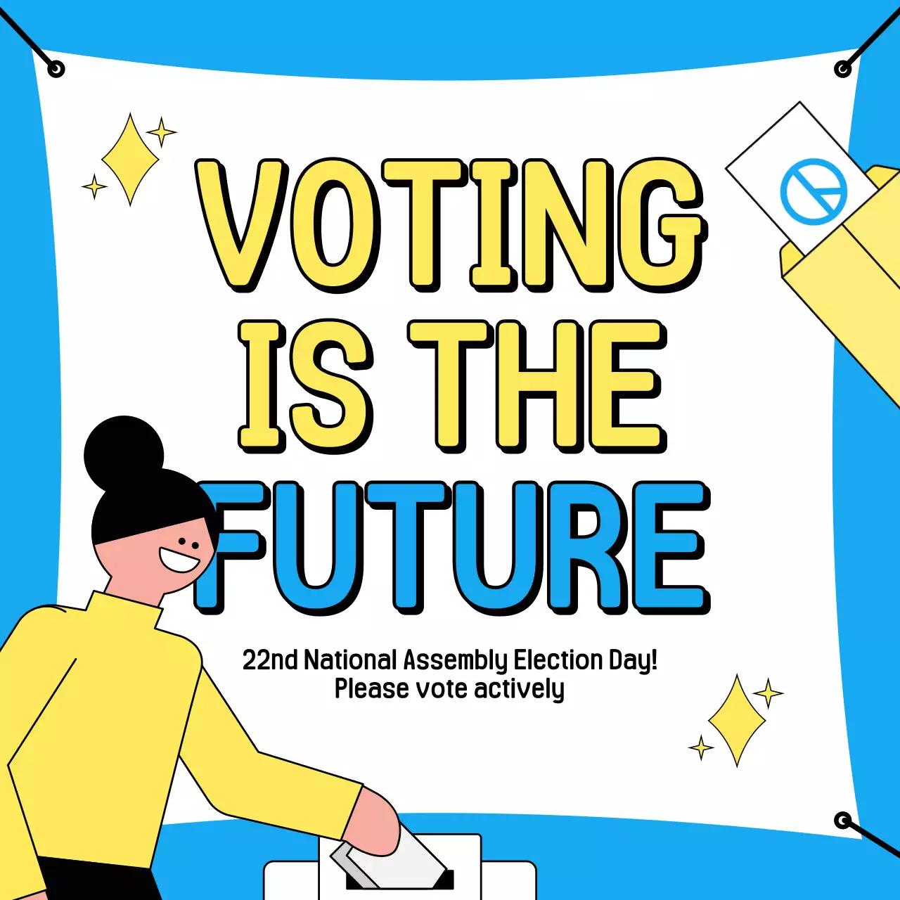 블루 미니멀 선거 공고 소셜 미디어 게시물