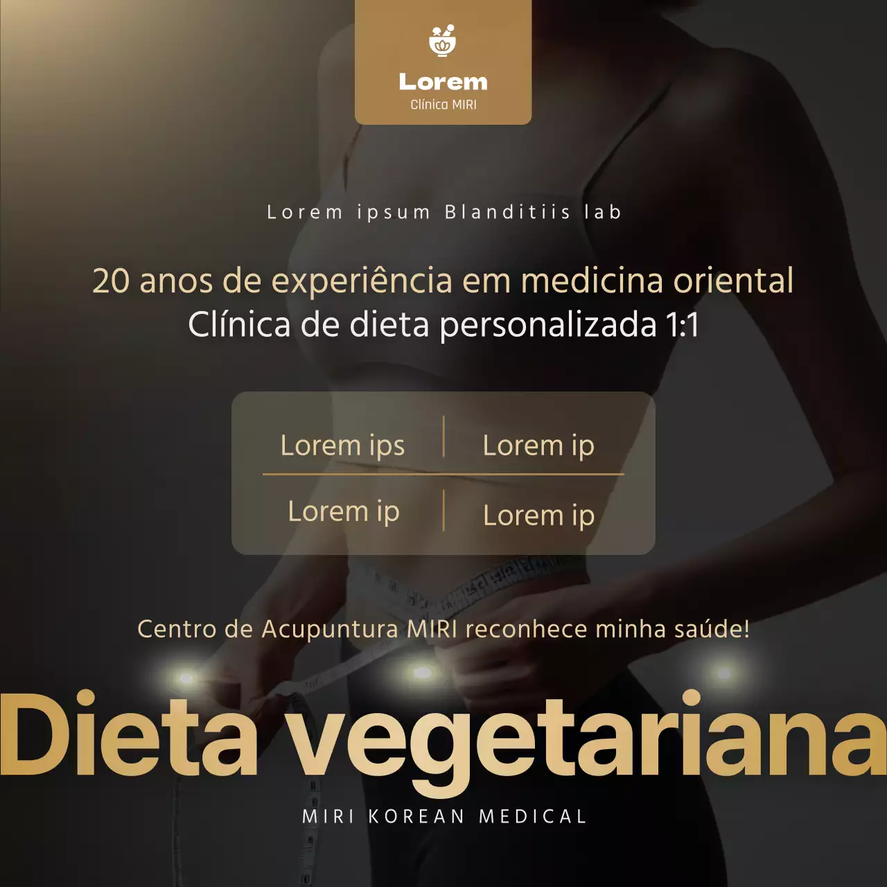 Um luxuoso anúncio de dieta de uma clínica chinesa em bege e preto
