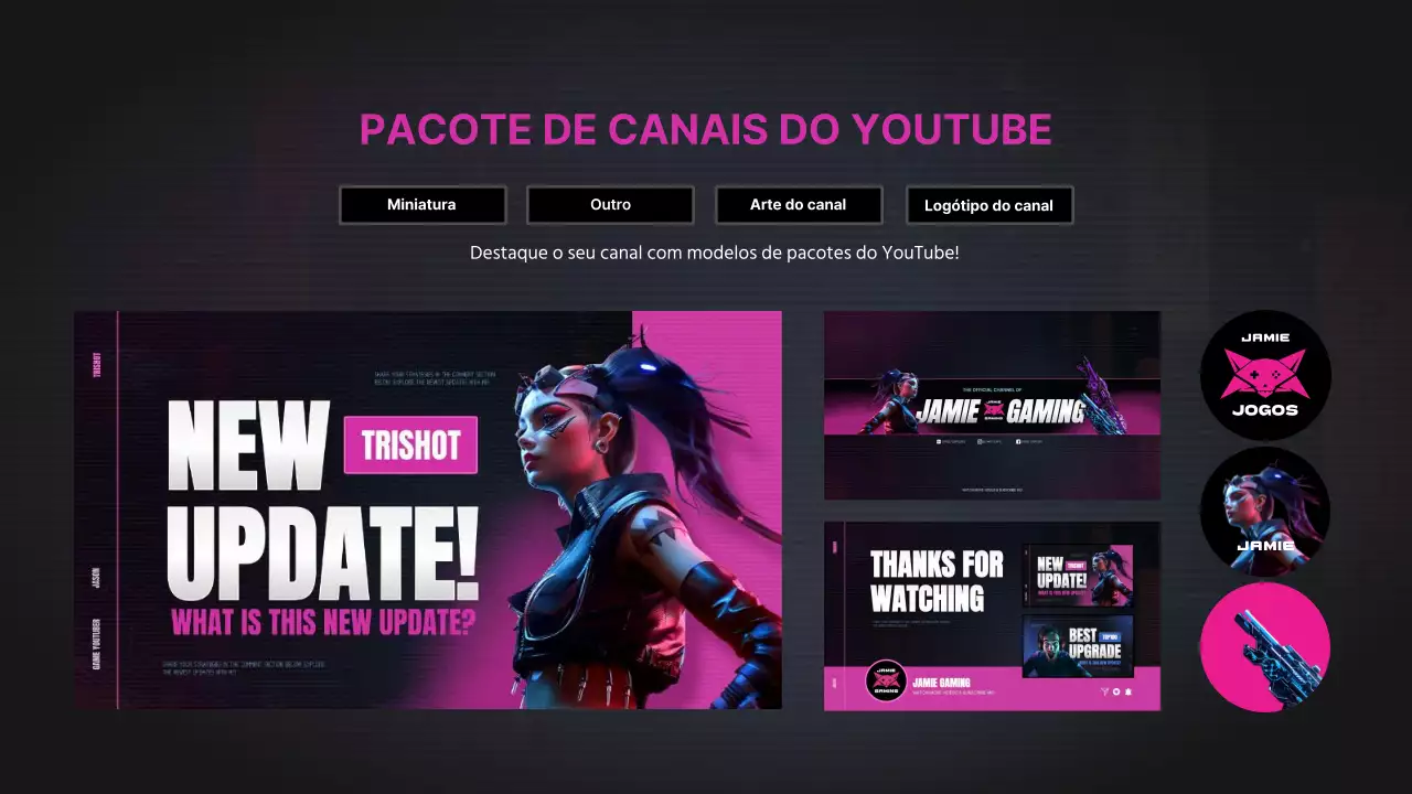 Promover uma atualização de jogo inspirada no cyberpunk em rosa choque e azul