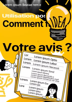 Affiche promotionnelle du concours d'idées amusantes jaune et noir