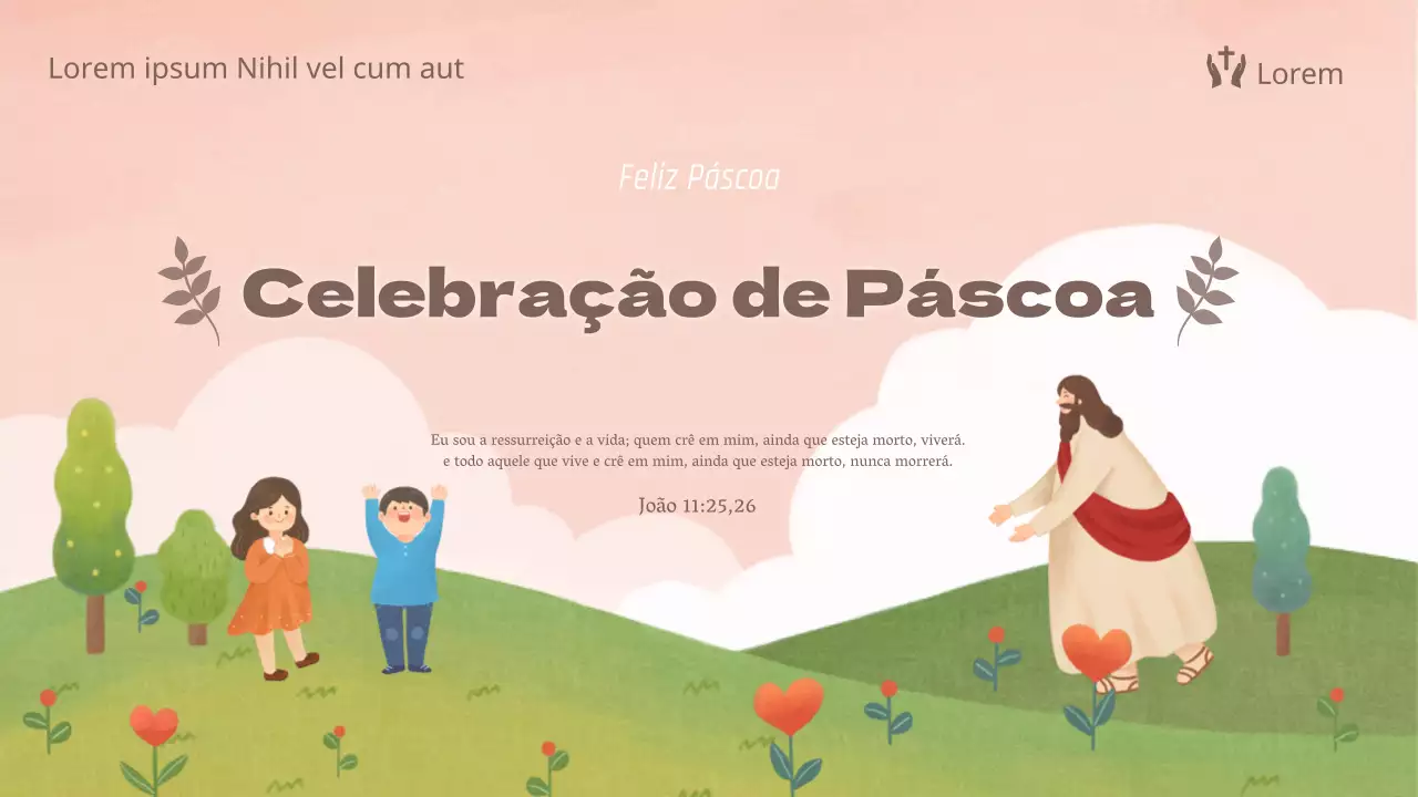 Anúncios simples de Páscoa em cor-de-rosa e verde