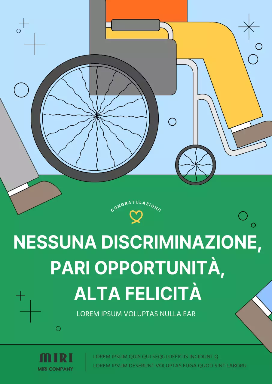 Promuovete la Giornata della disabilità con una semplice combinazione di colori blu e verde.