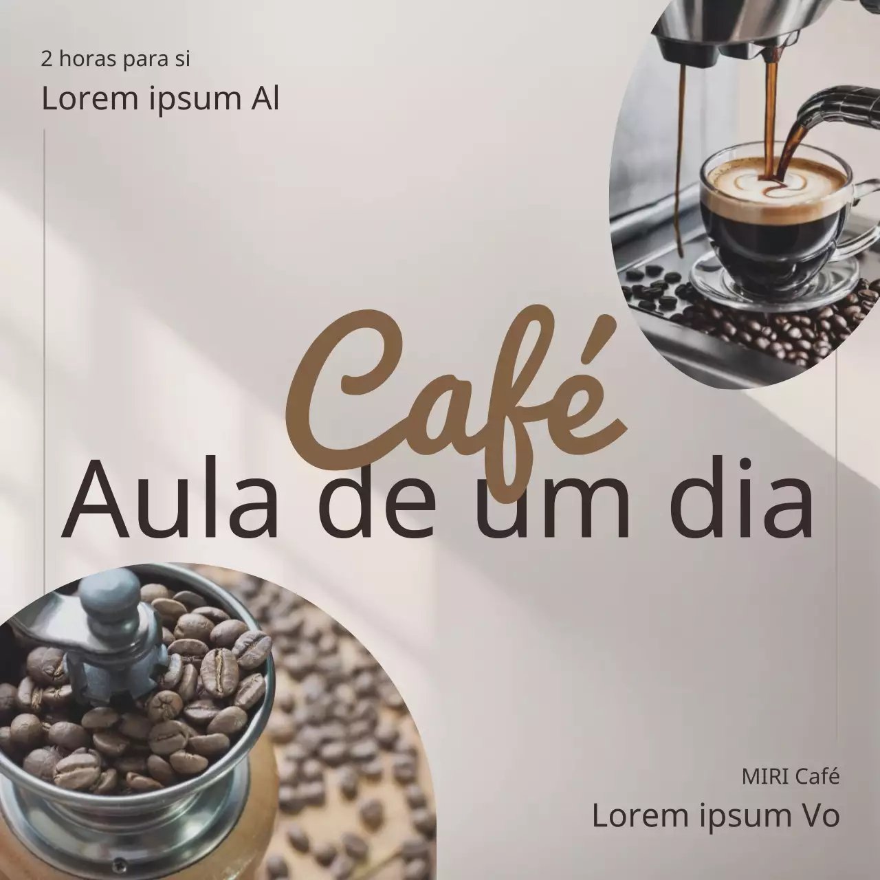 Promover uma aula de um dia sobre café moderno em marfim e castanho