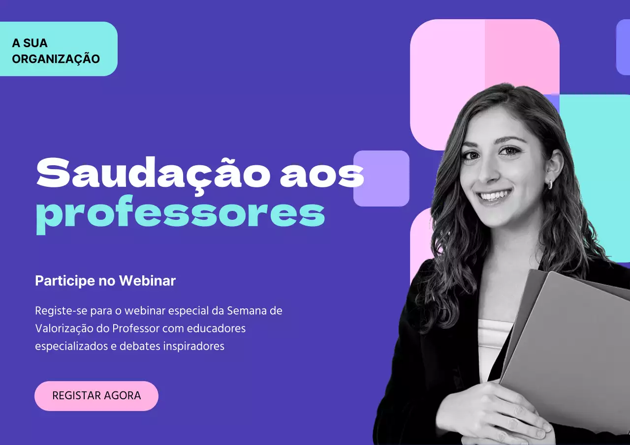 Roxo e verde Moderno Promoção da Semana Nacional de Valorização do Professor
