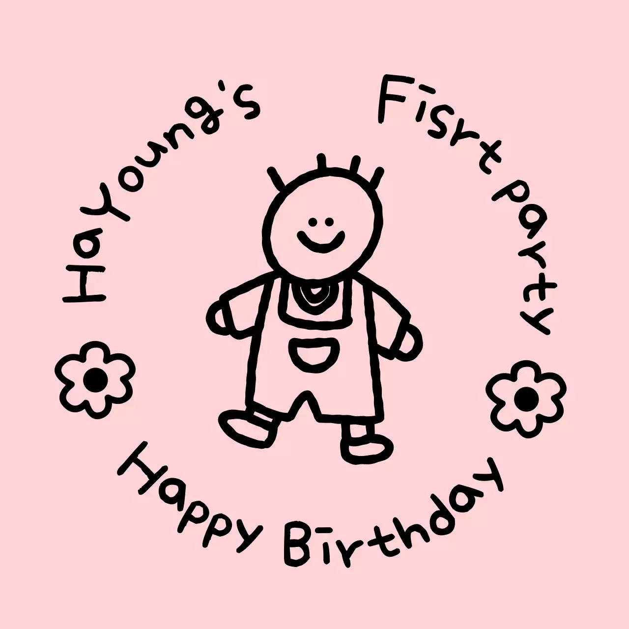 First birthday design with child illustration