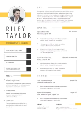 Giallo Curriculum vitae semplice del rappresentante di vendita