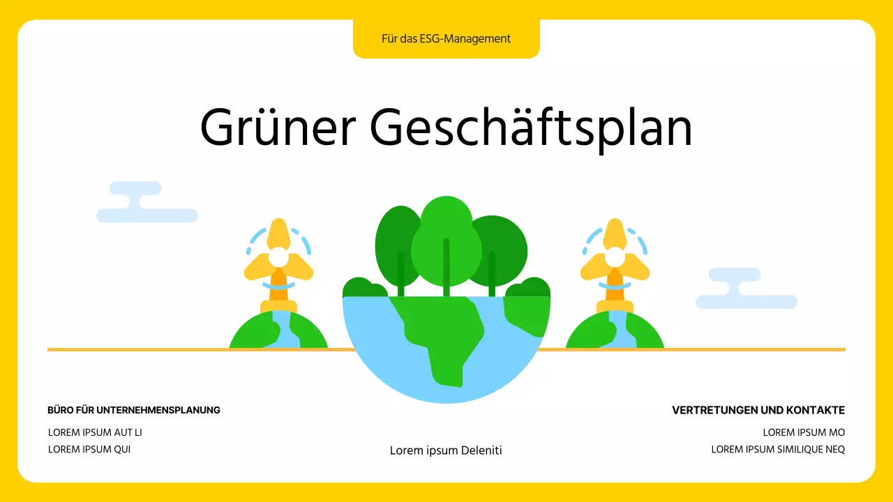 Ein moderner, grüner und gelber ESG-Geschäftsplan
