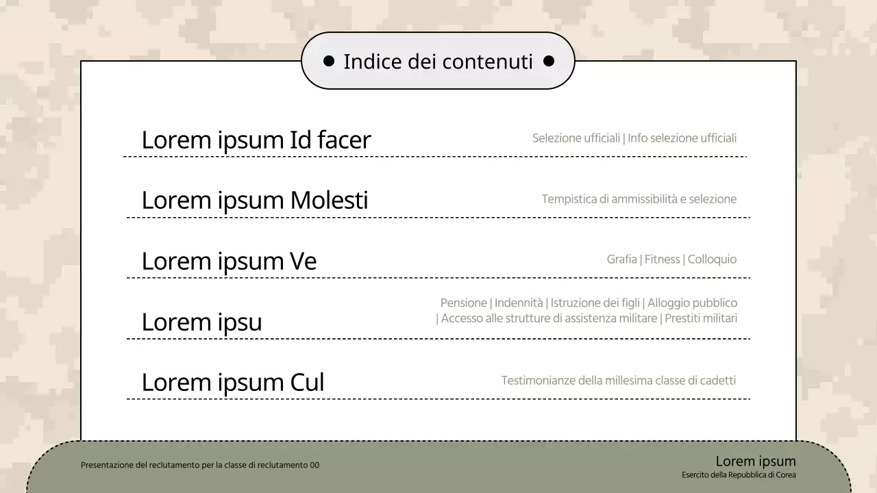 Una semplice presentazione di briefing di reclutamento in kaki e beige