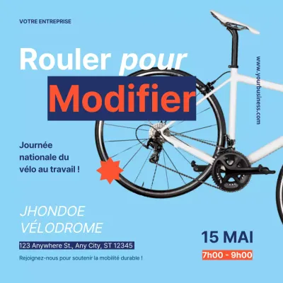 Campagne Blue Orange Simple pour célébrer la journée nationale du vélo au travail